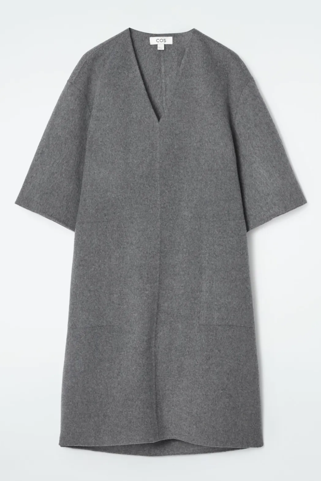 Discount COS V-NECK DOUBLE-FACED WOOL DRESS GRAY