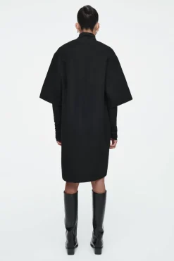 Sale COS V-NECK DOUBLE-FACED WOOL DRESS BLACK
