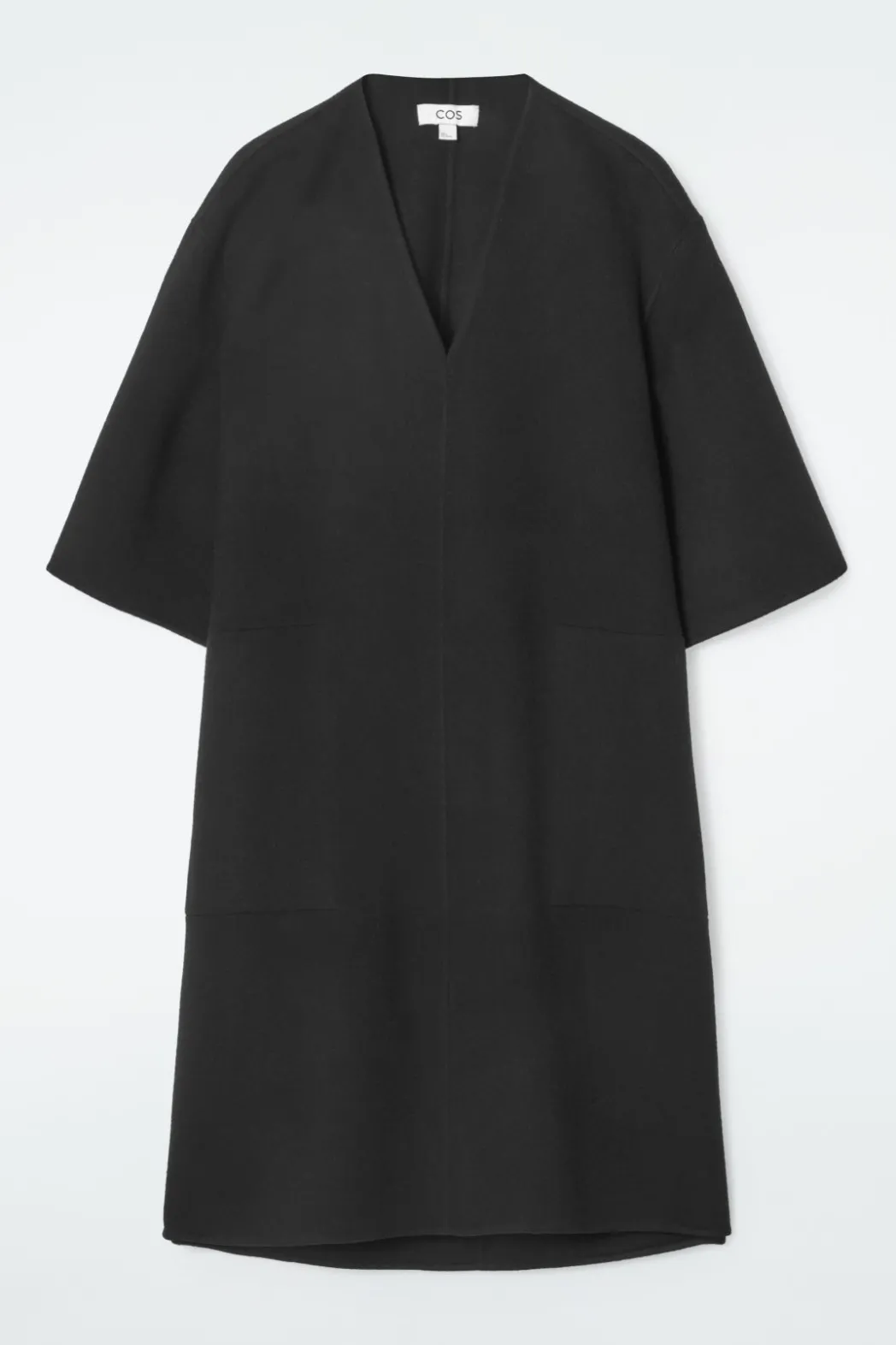 Sale COS V-NECK DOUBLE-FACED WOOL DRESS BLACK