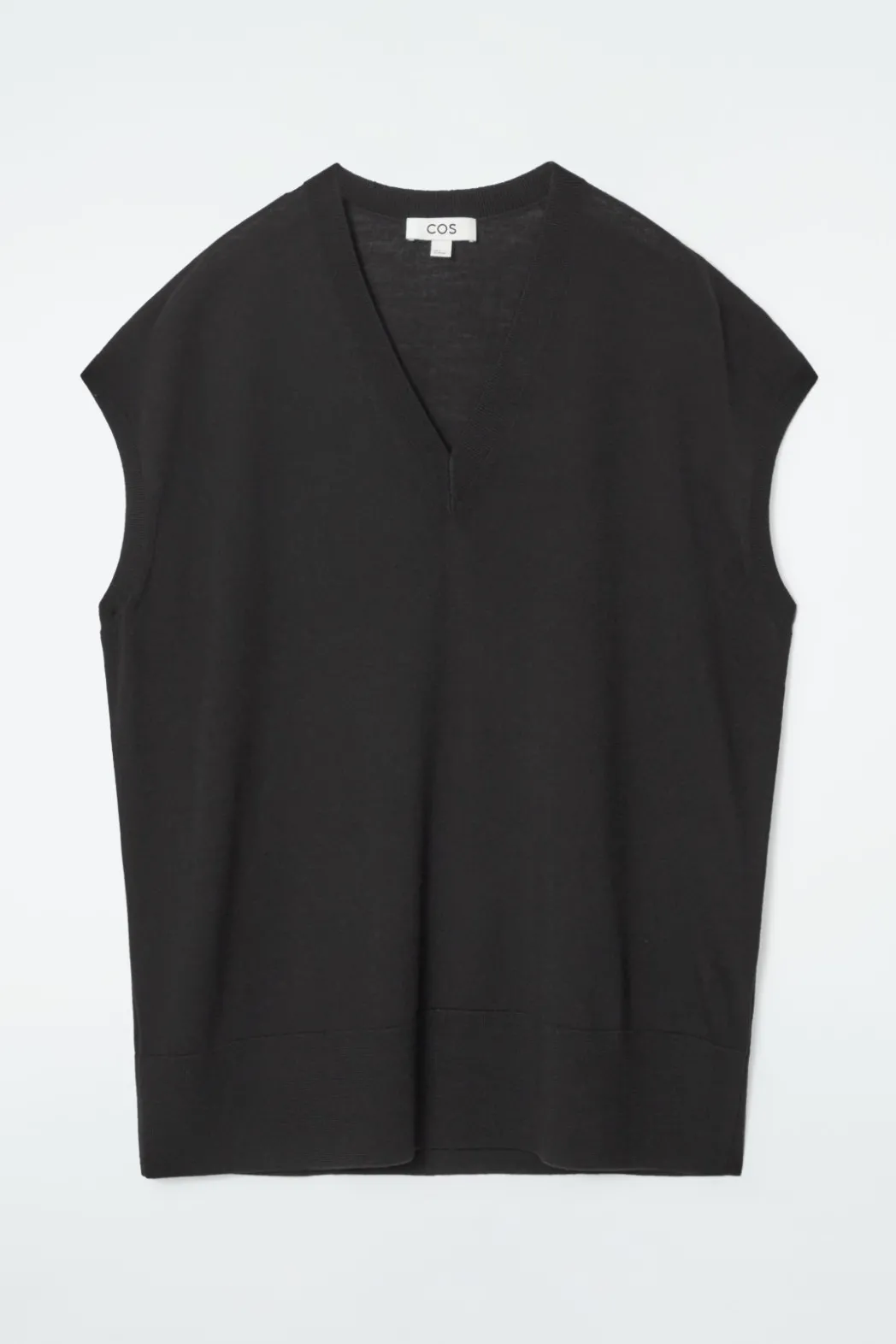 New COS V-NECK MERINO WOOL TANK BLACK
