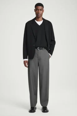 COS V-NECK MILANO-KNIT WOOL TANK BLACK