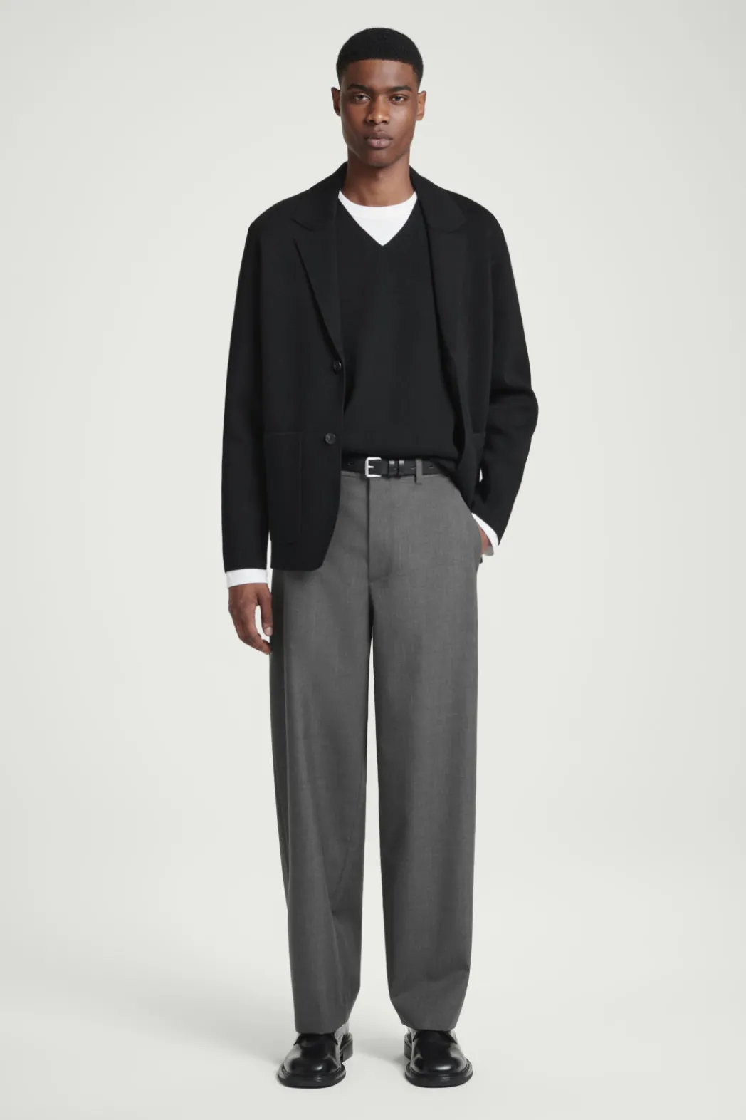 COS V-NECK MILANO-KNIT WOOL TANK BLACK