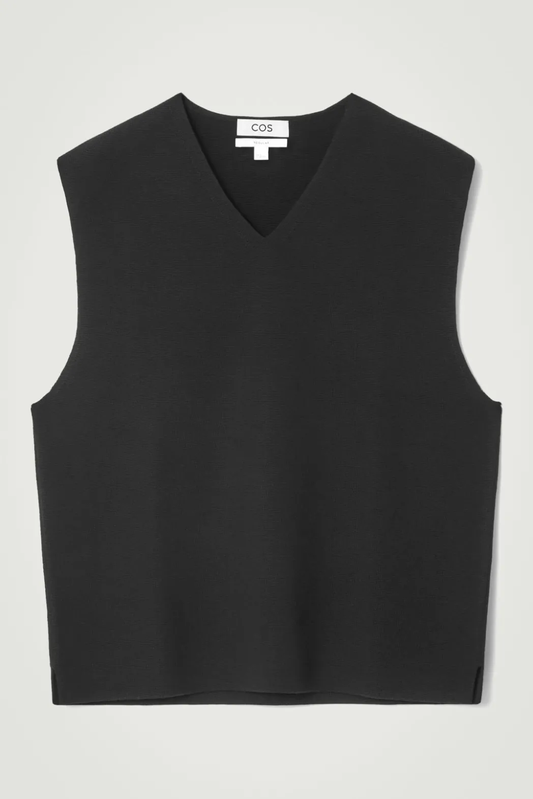 COS V-NECK MILANO-KNIT WOOL TANK BLACK