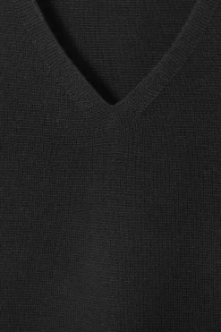 COS V-NECK MILANO-KNIT WOOL TANK BLACK