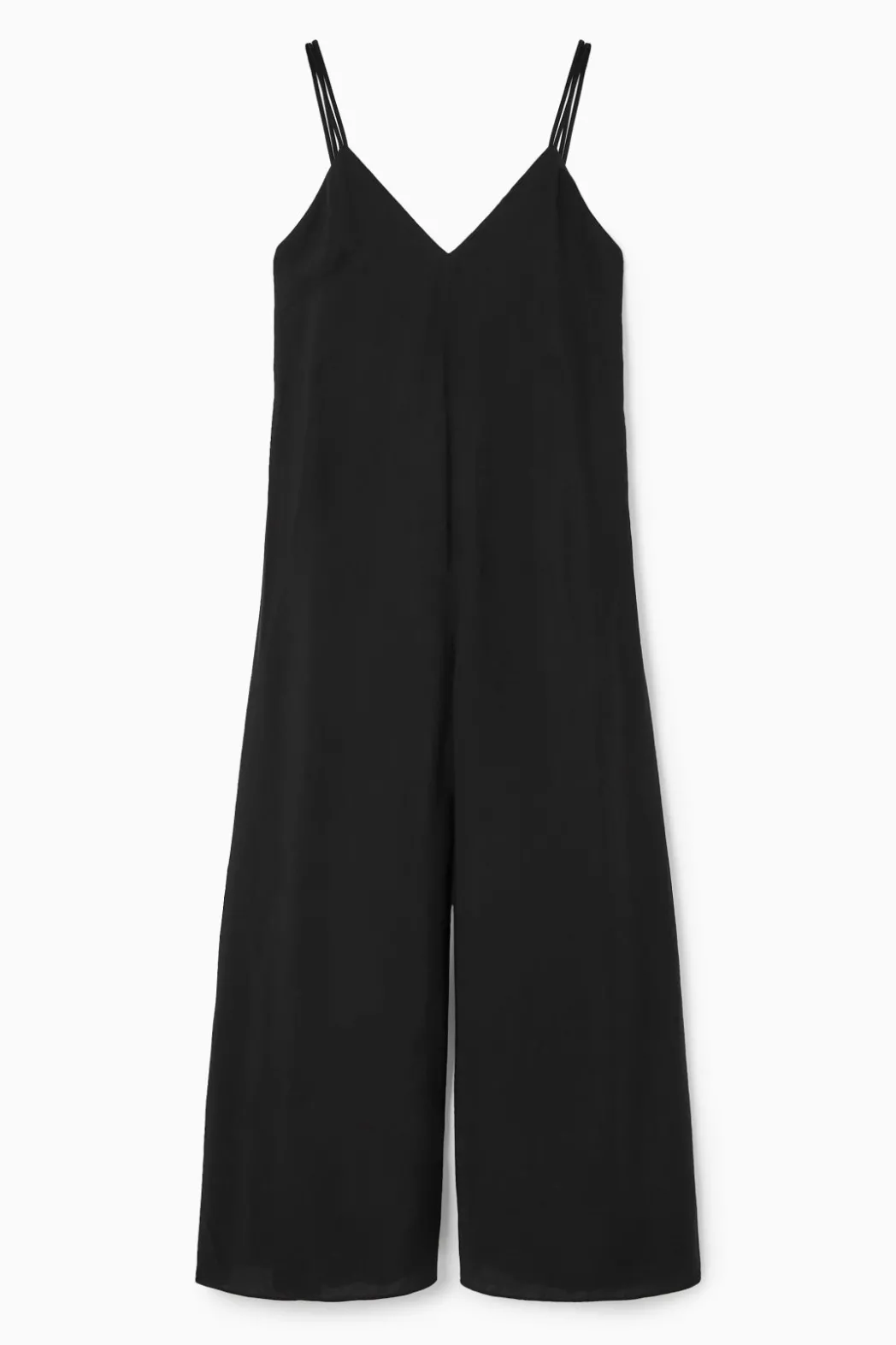 Discount COS V-NECK WIDE-LEG JUMPSUIT BLACK