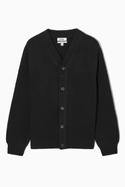 New COS V-NECK WOOL-BLEND CARDIGAN BLACK