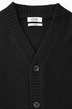 New COS V-NECK WOOL-BLEND CARDIGAN BLACK