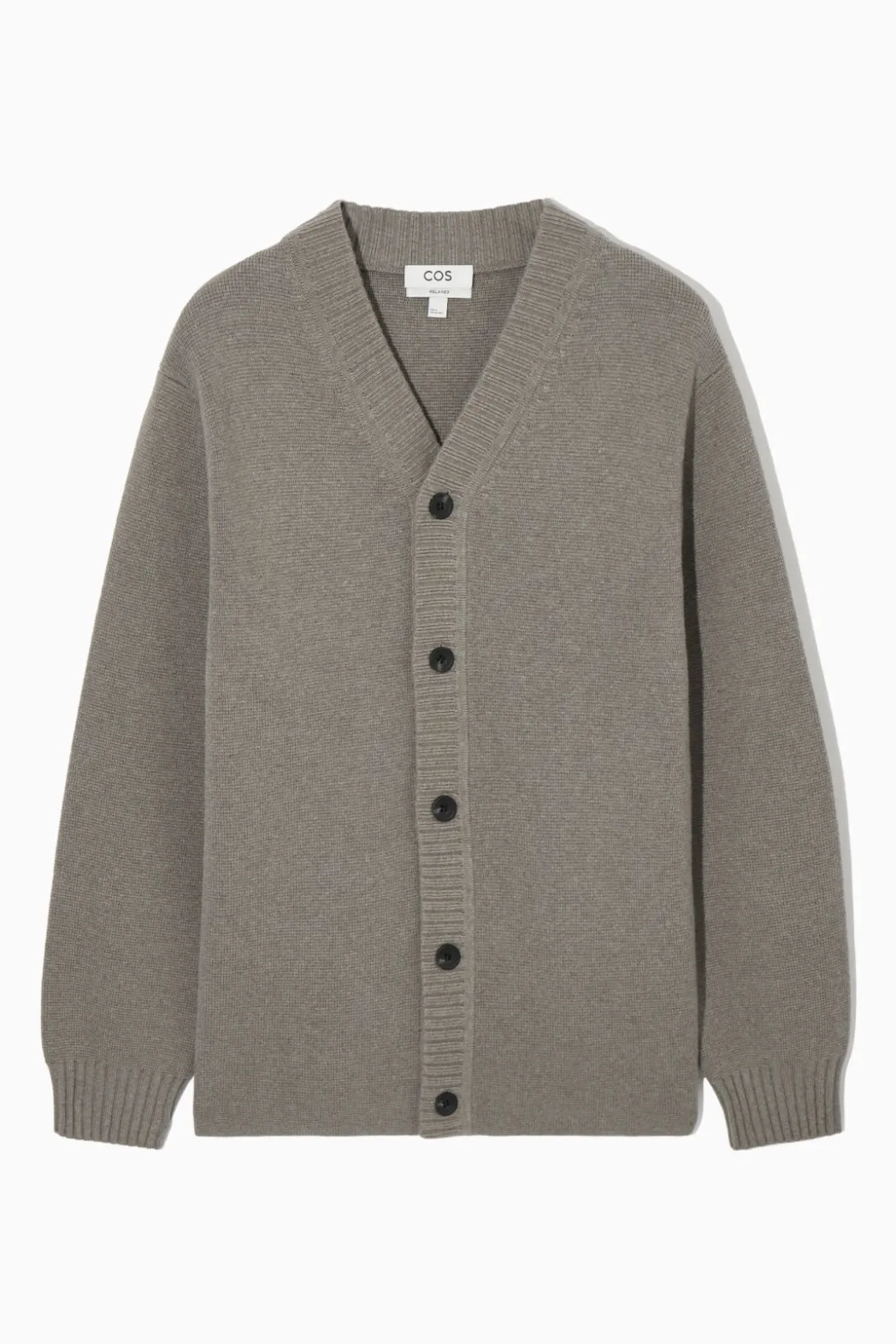 COS V-NECK WOOL-BLEND CARDIGAN LIGHT BROWN MÉLANGE
