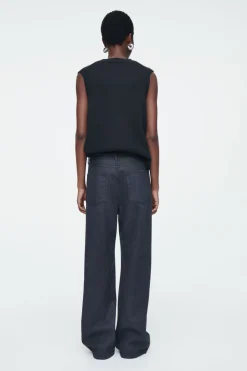 Online COS VOLUME SPRAYED WIDE-LEG JEANS DARK BLUE