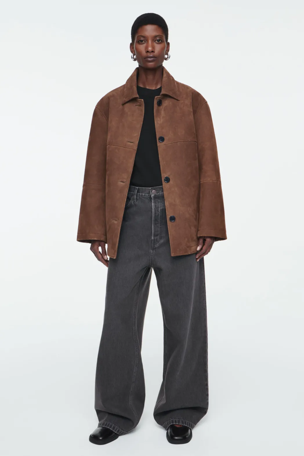 Discount COS VOLUME WIDE-LEG JEANS WASHED BLACK