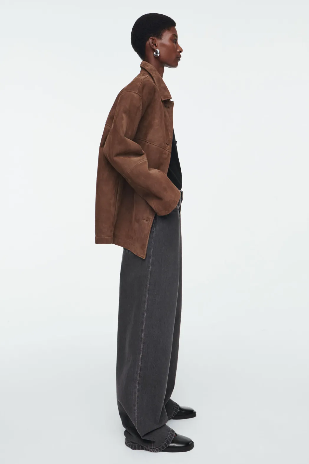 Discount COS VOLUME WIDE-LEG JEANS WASHED BLACK