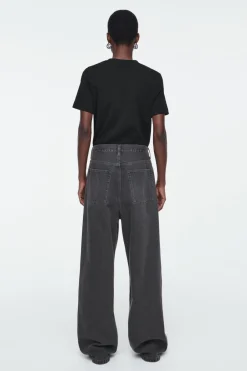 Discount COS VOLUME WIDE-LEG JEANS WASHED BLACK