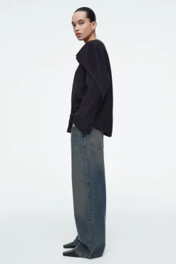 Best COS VOLUME WIDE-LEG JEANS PETROL BLUE