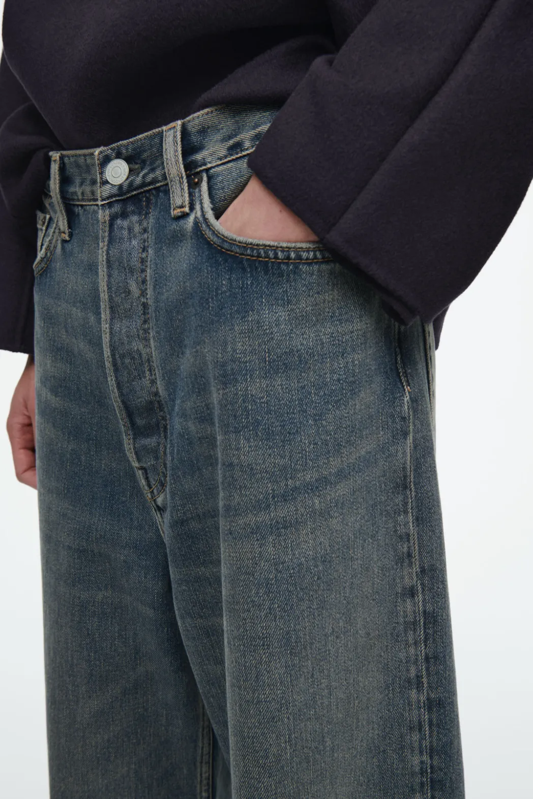 Best COS VOLUME WIDE-LEG JEANS PETROL BLUE