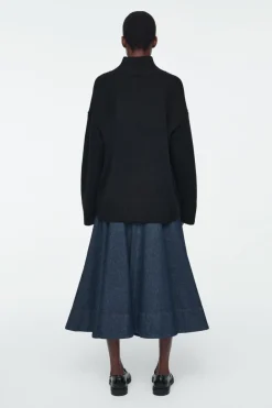Discount COS VOLUMINOUS A-LINE DENIM MIDI SKIRT INDIGO