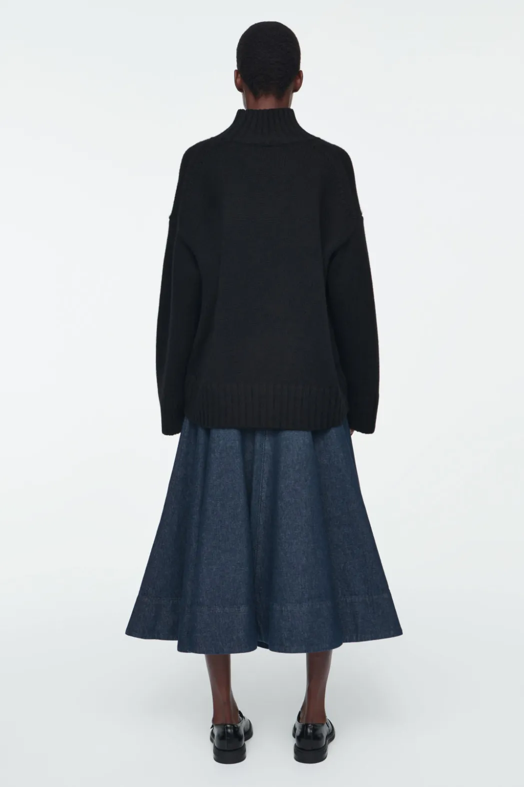 Discount COS VOLUMINOUS A-LINE DENIM MIDI SKIRT INDIGO