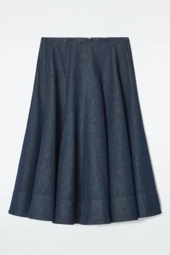 Discount COS VOLUMINOUS A-LINE DENIM MIDI SKIRT INDIGO
