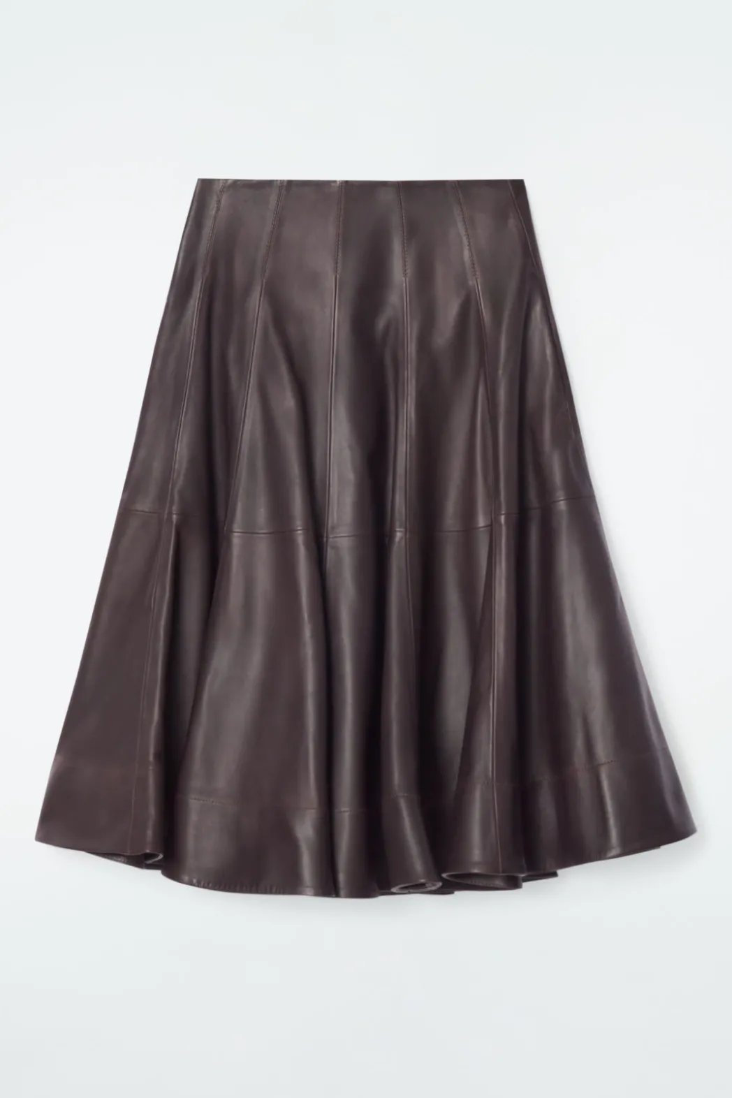Hot COS VOLUMINOUS A-LINE LEATHER MIDI SKIRT BORDEAUX