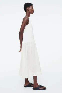 Sale COS VOLUMINOUS SLEEVELESS MIDI DRESS WHITE