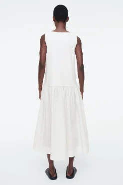 Sale COS VOLUMINOUS SLEEVELESS MIDI DRESS WHITE