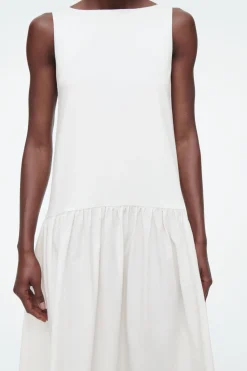 Sale COS VOLUMINOUS SLEEVELESS MIDI DRESS WHITE