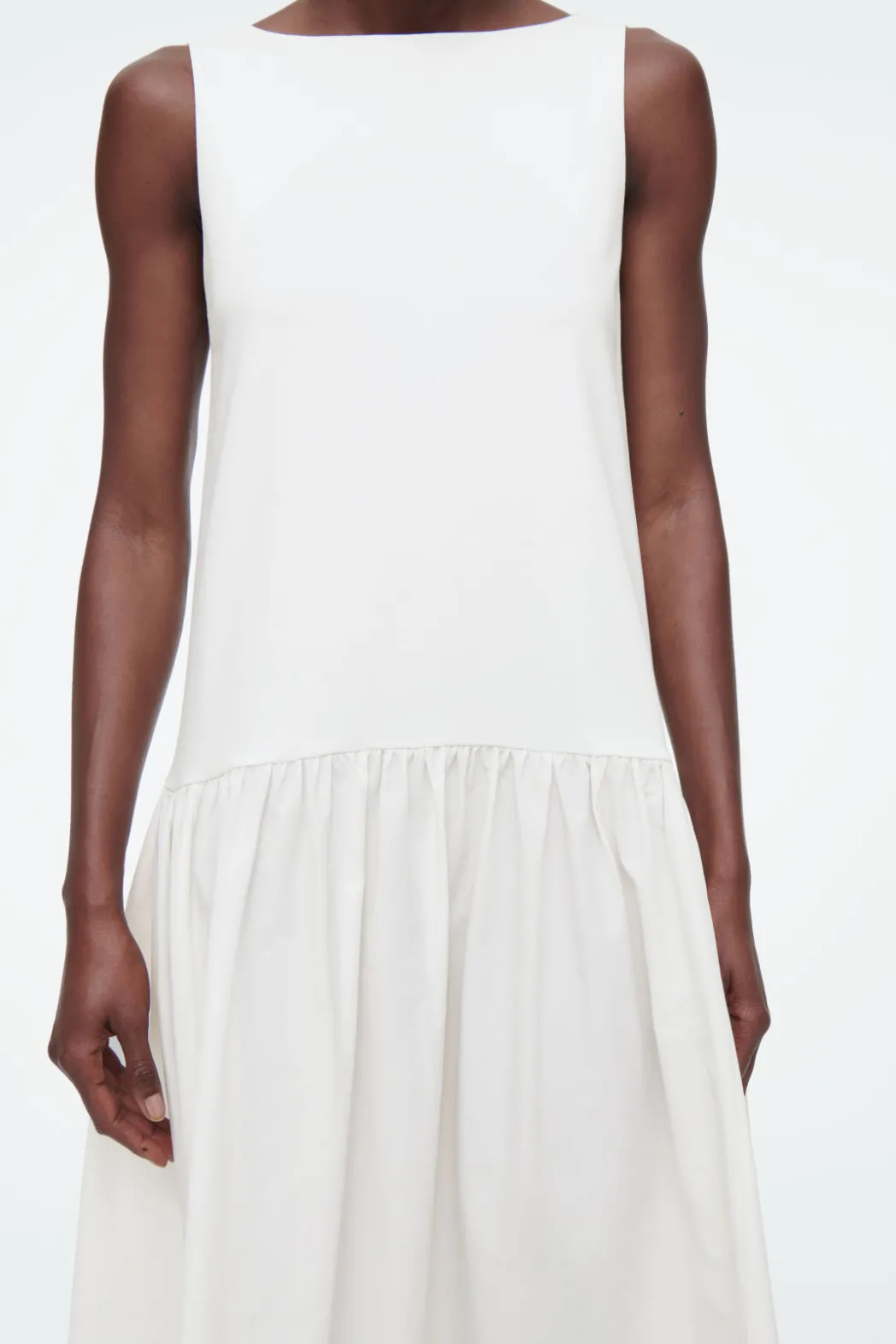 Sale COS VOLUMINOUS SLEEVELESS MIDI DRESS WHITE
