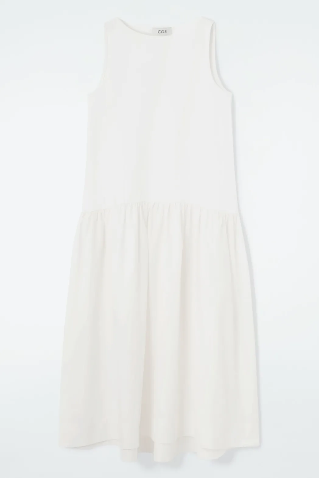 Sale COS VOLUMINOUS SLEEVELESS MIDI DRESS WHITE