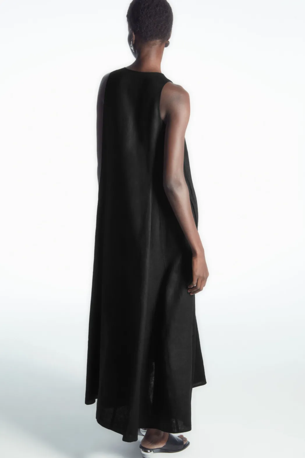Sale COS VOLUMINOUS V-NECK MAXI DRESS BLACK