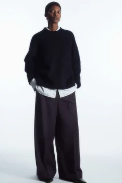Clearance COS VOLUMINOUS WIDE-LEG WOOL PANTS NAVY