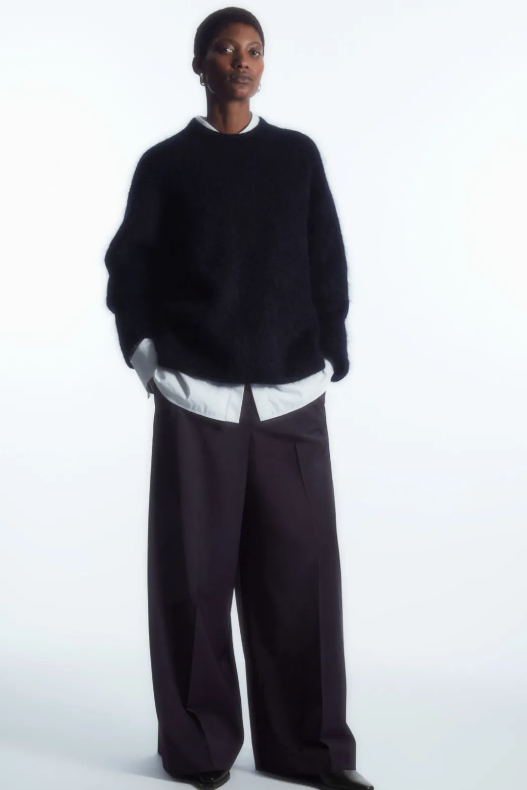 Clearance COS VOLUMINOUS WIDE-LEG WOOL PANTS NAVY