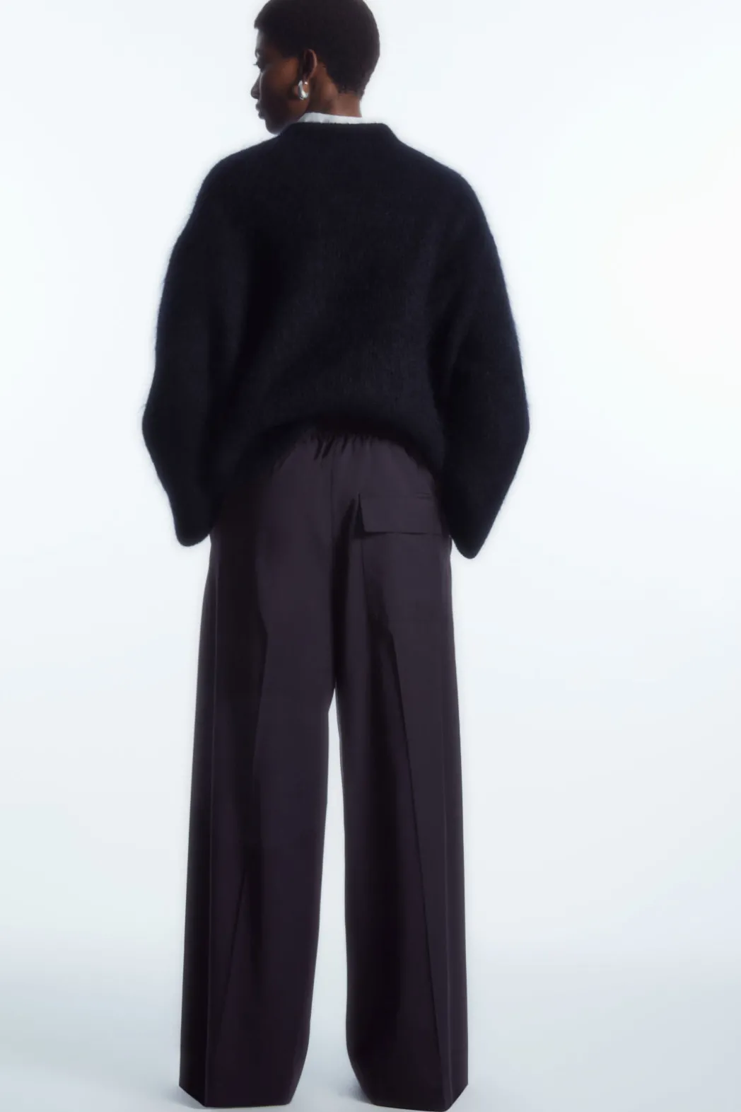 Clearance COS VOLUMINOUS WIDE-LEG WOOL PANTS NAVY
