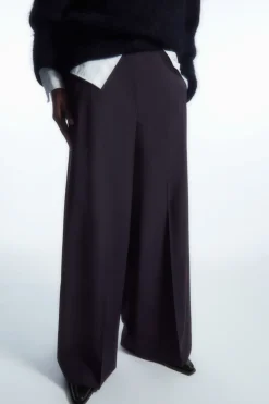 Clearance COS VOLUMINOUS WIDE-LEG WOOL PANTS NAVY