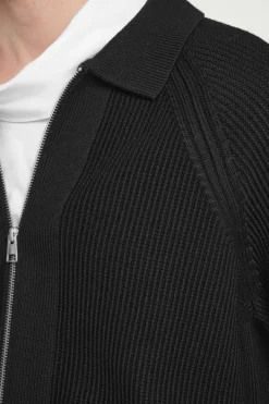 Outlet COS WAFFLE-KNIT MERINO WOOL BOMBER JAKCET BLACK