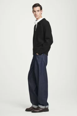 Outlet COS WAFFLE-KNIT MERINO WOOL BOMBER JAKCET BLACK