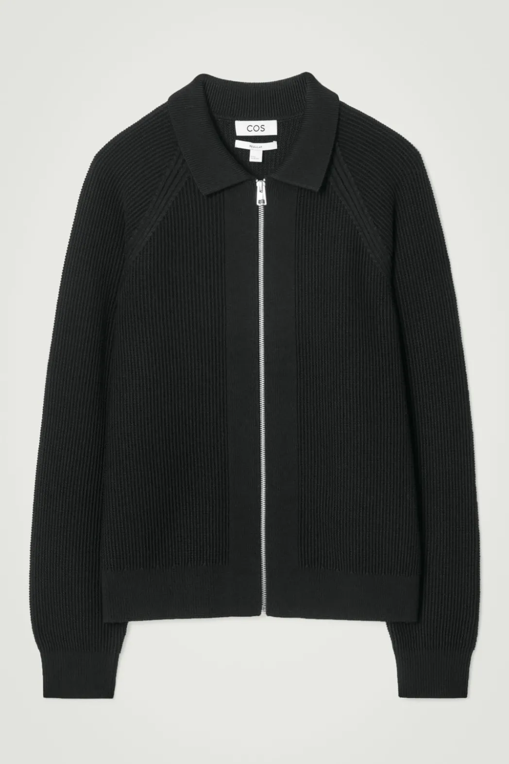 Outlet COS WAFFLE-KNIT MERINO WOOL BOMBER JAKCET BLACK