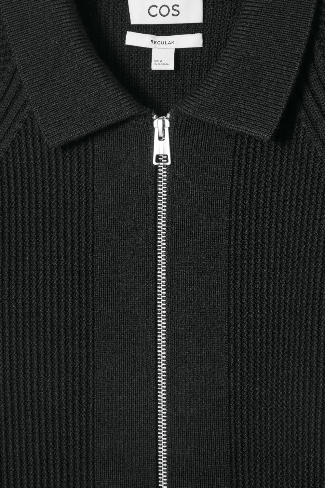 Outlet COS WAFFLE-KNIT MERINO WOOL BOMBER JAKCET BLACK