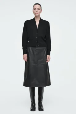 New COS WAISTED KNITTED CARDIGAN BLACK