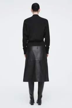 New COS WAISTED KNITTED CARDIGAN BLACK