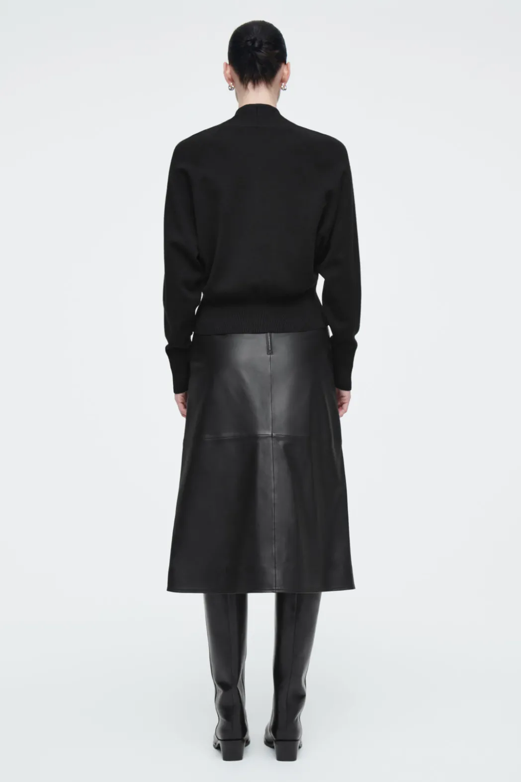New COS WAISTED KNITTED CARDIGAN BLACK