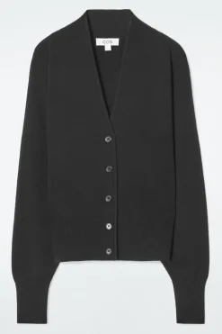 New COS WAISTED KNITTED CARDIGAN BLACK