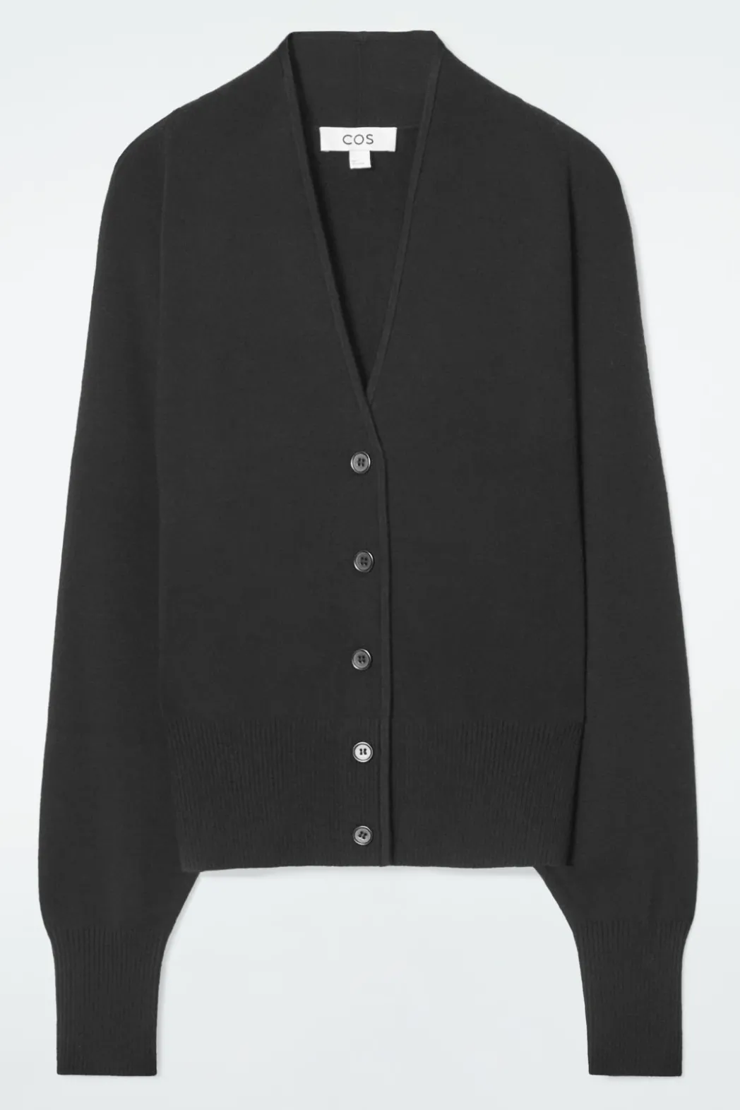 New COS WAISTED KNITTED CARDIGAN BLACK