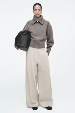 Sale COS WAISTED KNITTED WOOL BOMBER JACKET MOLE