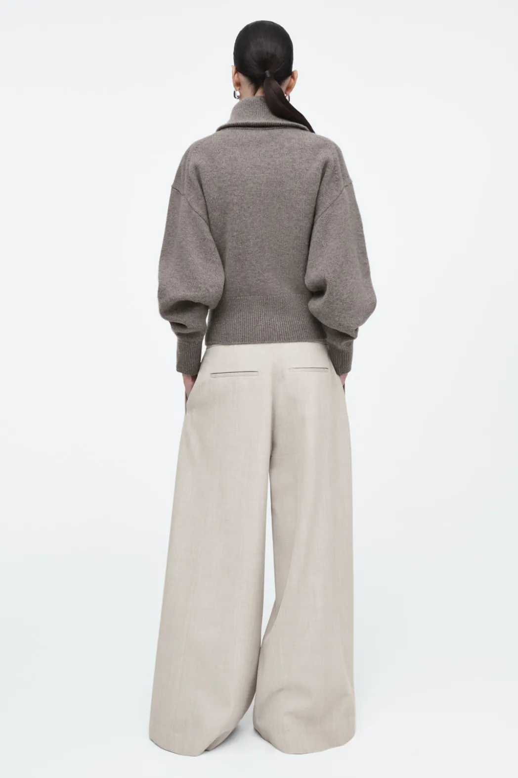 Sale COS WAISTED KNITTED WOOL BOMBER JACKET MOLE