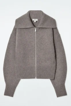 Sale COS WAISTED KNITTED WOOL BOMBER JACKET MOLE