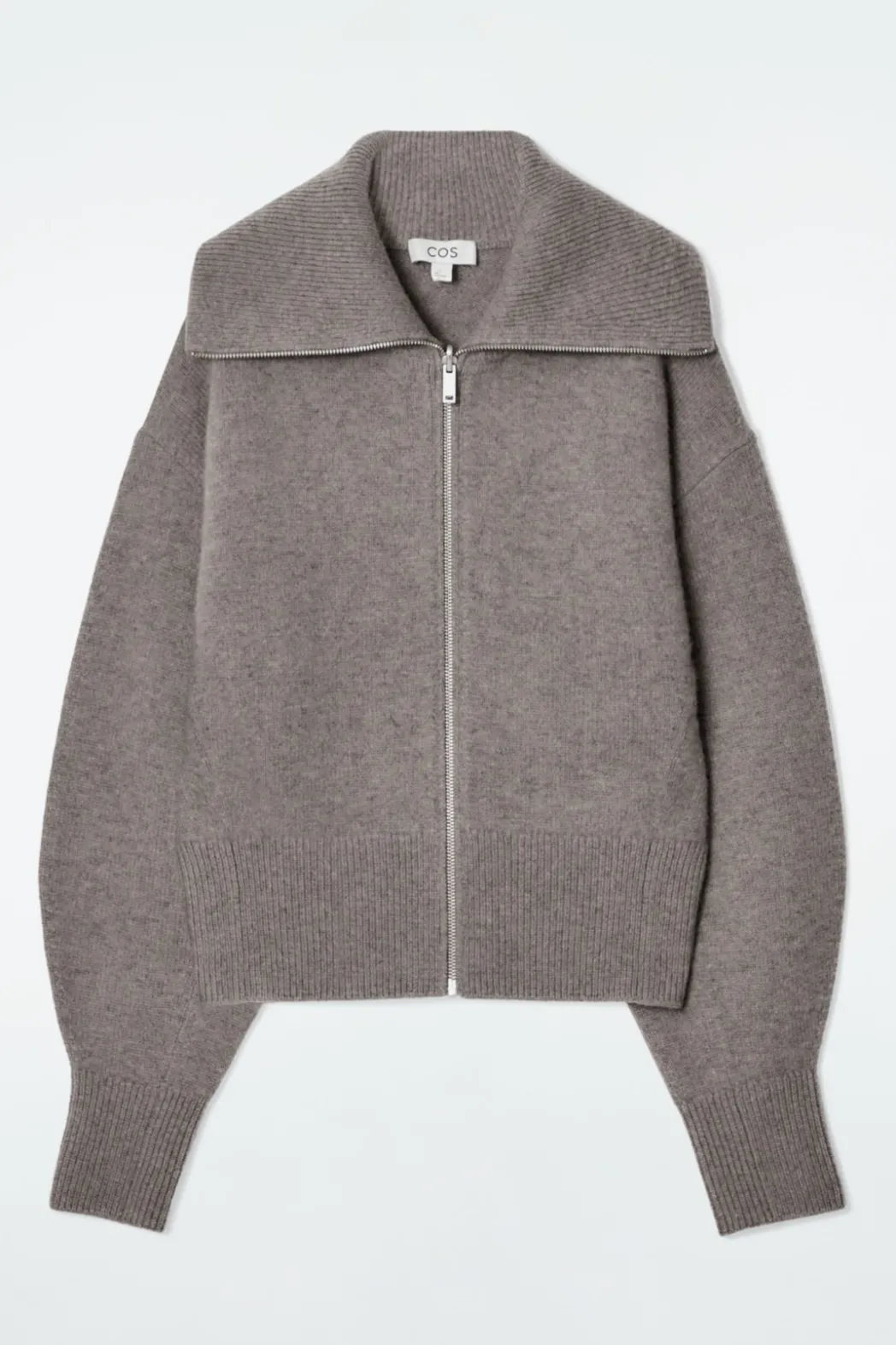 Sale COS WAISTED KNITTED WOOL BOMBER JACKET MOLE