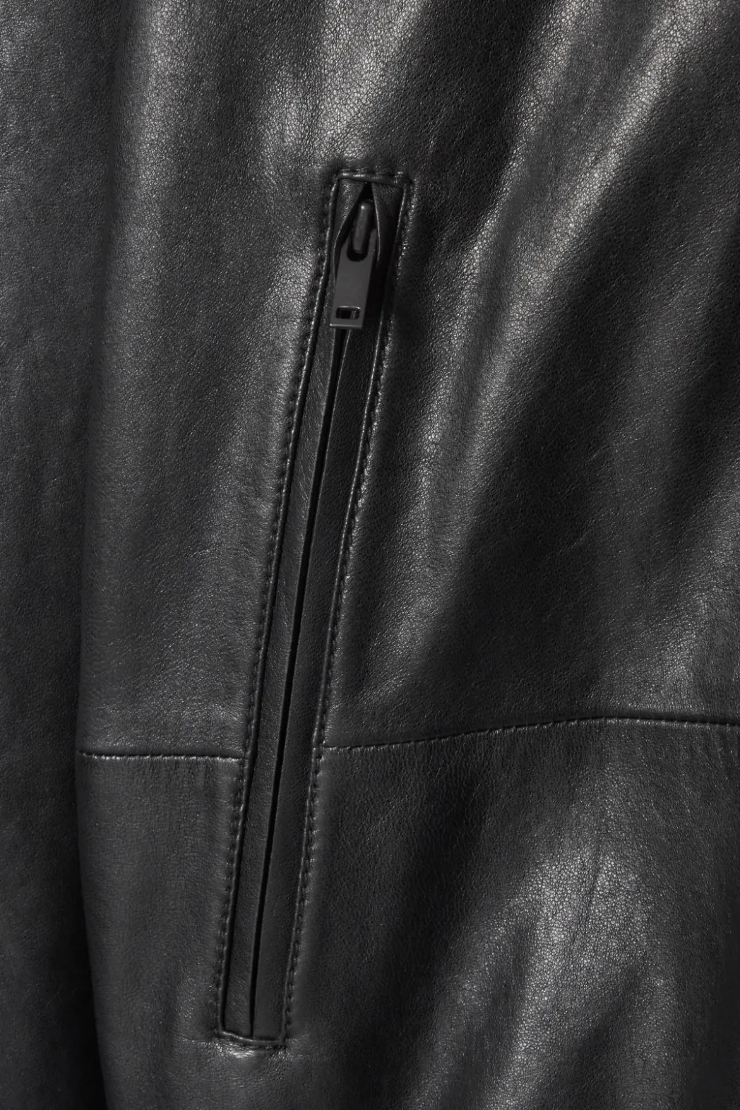 New COS WAISTED LEATHER TRUCKER JACKET BLACK