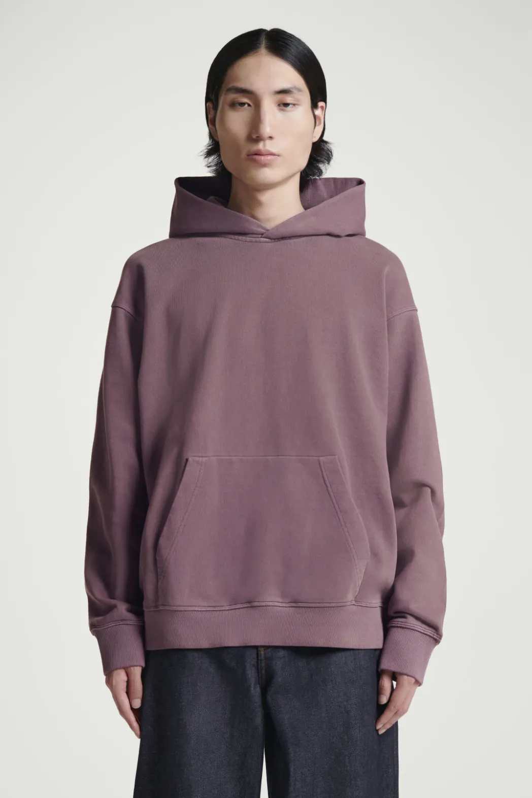 Hot COS WASHED COTTON-JERSEY HOODIE PURPLE