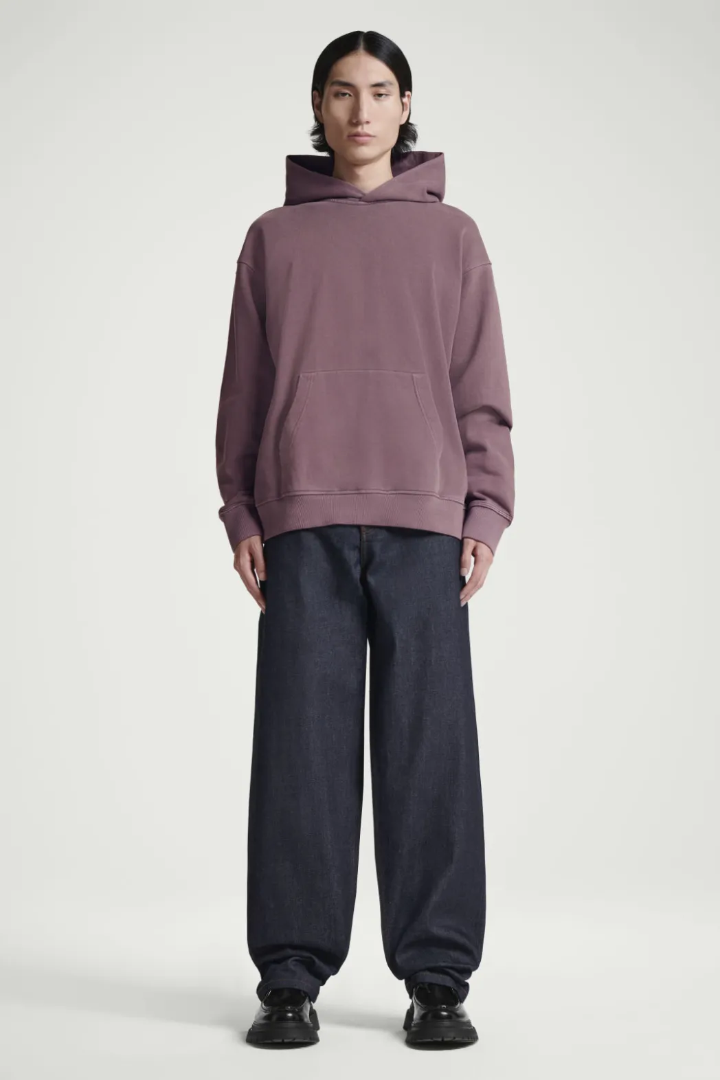 Hot COS WASHED COTTON-JERSEY HOODIE PURPLE