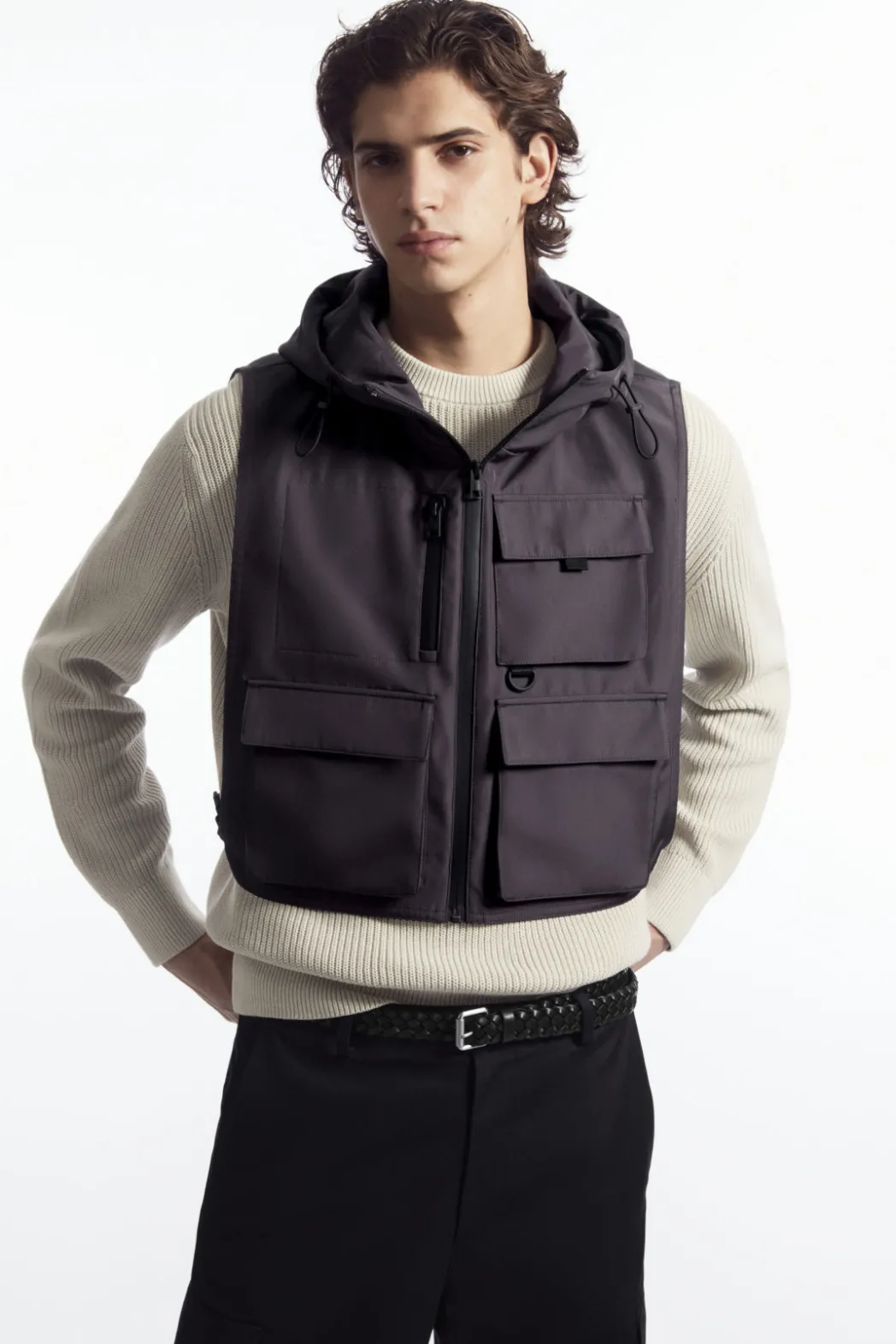 Online COS WATERPROOF UTILITY VEST DARK BROWN