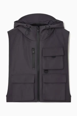 Online COS WATERPROOF UTILITY VEST DARK BROWN